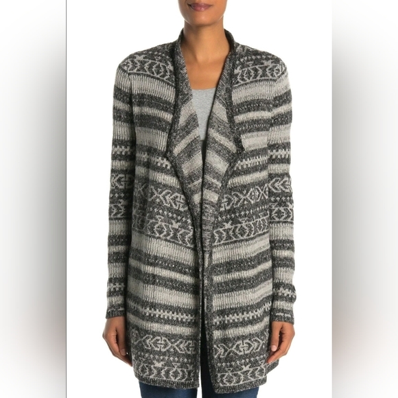 Lucky Brand Sweaters - Lucky Brand Jacquard Third Piece Cardigan Sz L